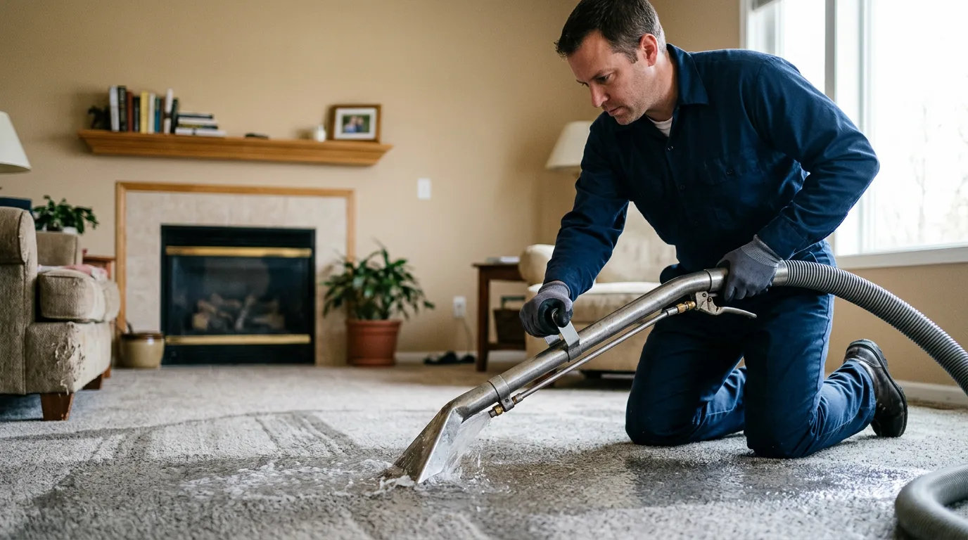Water damage restoration technician working near Marion, ND